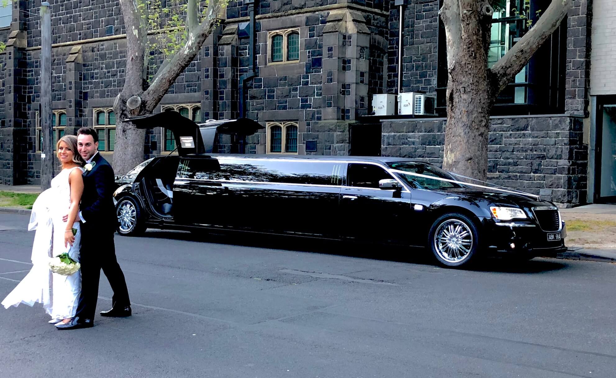 Stretch Black Chrysler luxury Wedding limousine hire